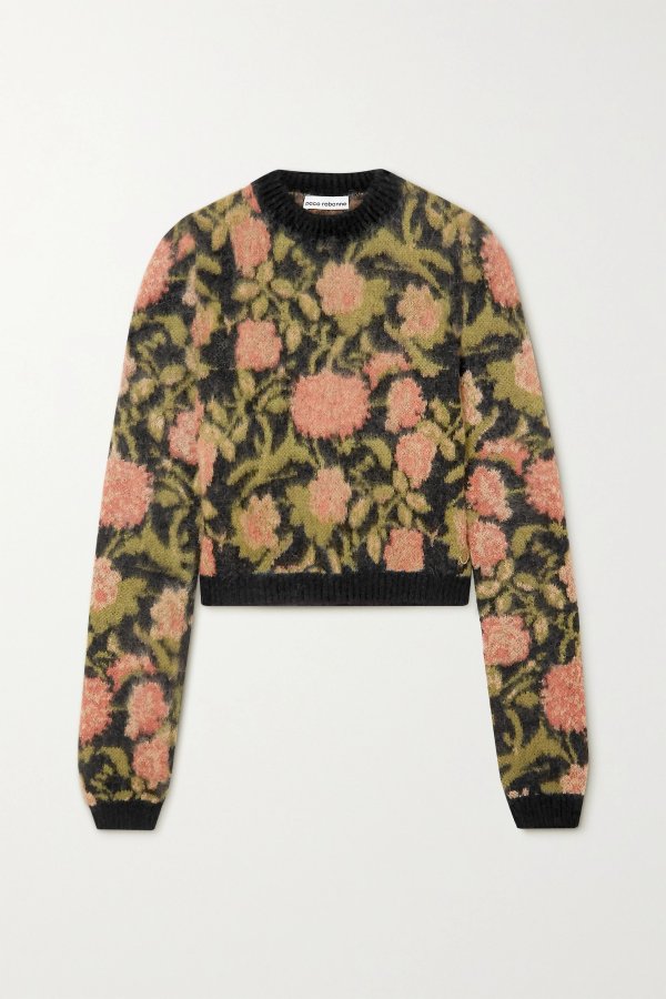 Floral-intarsia mohair-blend sweater