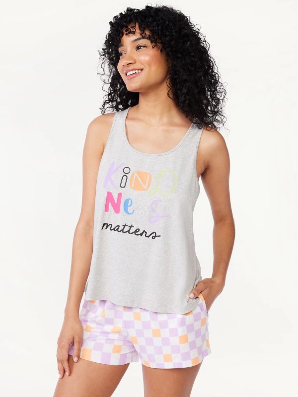 Women's Print Tank Top and Shorts Pajama Set, 2-Piece, Sizes S to 3X