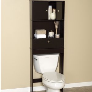 Walmart Zenna Home Drop Door Over the Toilet Bathroom Space Saver with 2-Door Cabinet