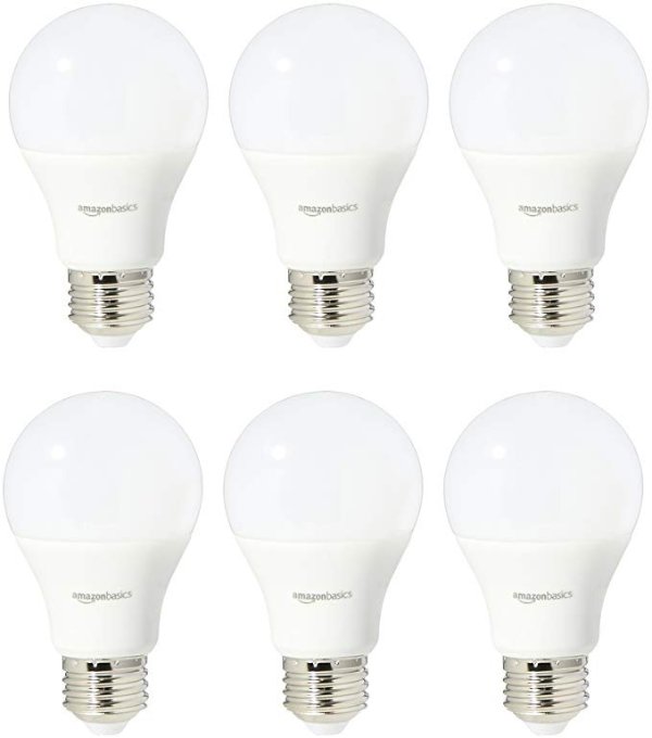 60 Watt Equivalent, Soft White, Non-Dimmable, A19 LED Light Bulb | 6-Pack