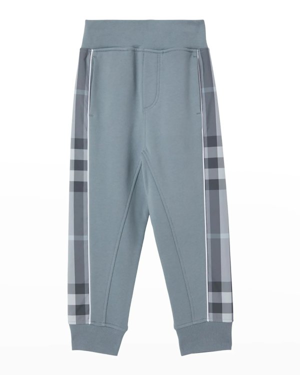 Boy's Graham Check-Insert Jogger Pants, Size 3-14