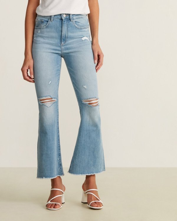 Distressed Crop Flare Jeans