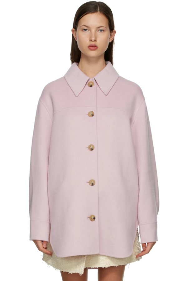 Pink Wool Shirt Jacket