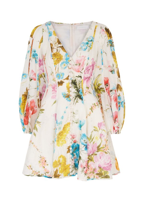 Halcyon floral-print linen mini dress
