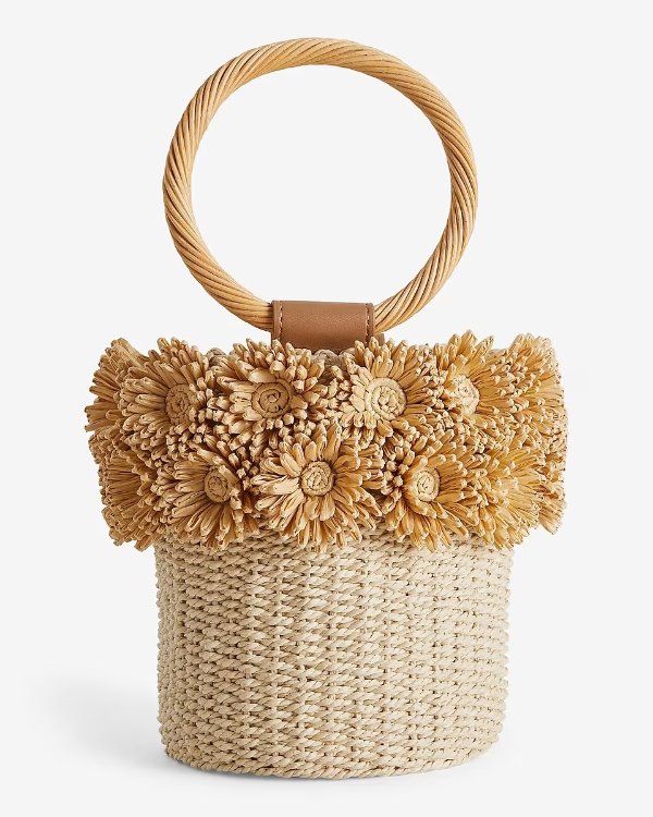 Woven Flower Bucket Bag
