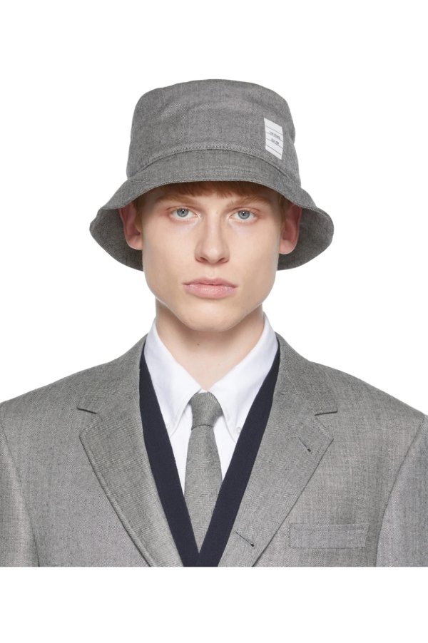 SSENSE Exclusive Gray & Black Wool Bucket Hat