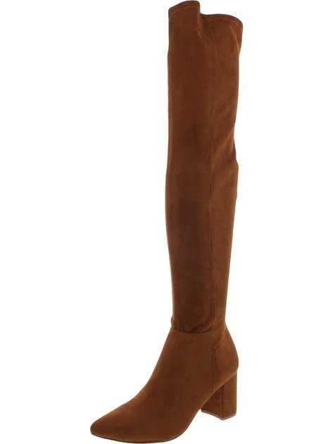 shaya womens faux suede pointed toe over-the-knee boots