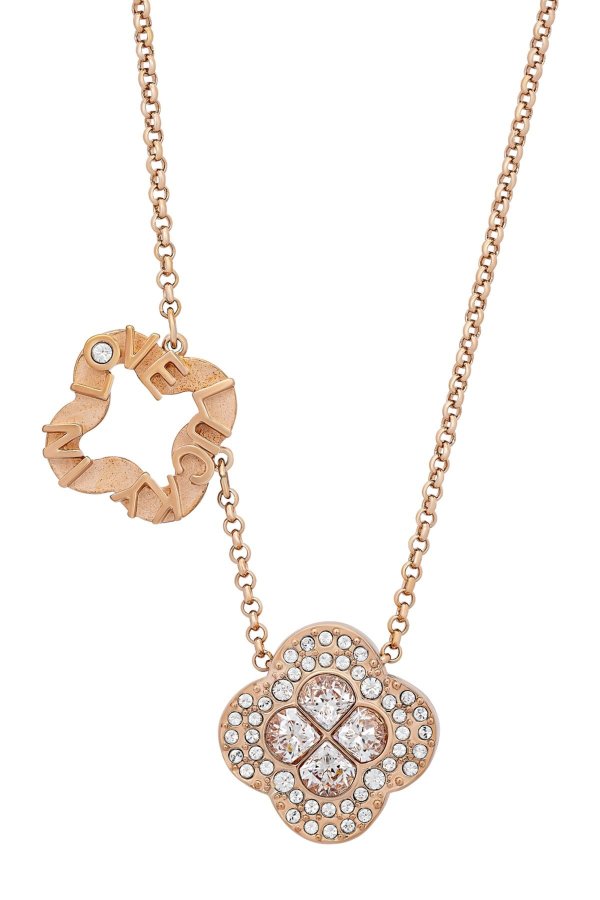 Admiration 18K Rose Gold Plated CZ Clover Pendant Necklace