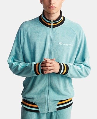 Men's C-Life Terry Varsity-Stripe Warm-Up Jacket