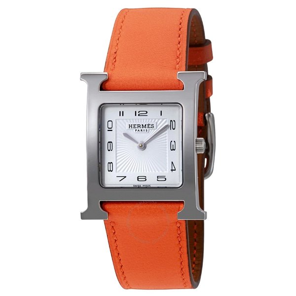 H White Dial Orange Leather Ladies Watch 036794WW00