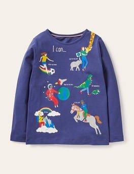 Fun Facts T-shirt - Starboard Blue When I Grow Up | Boden US