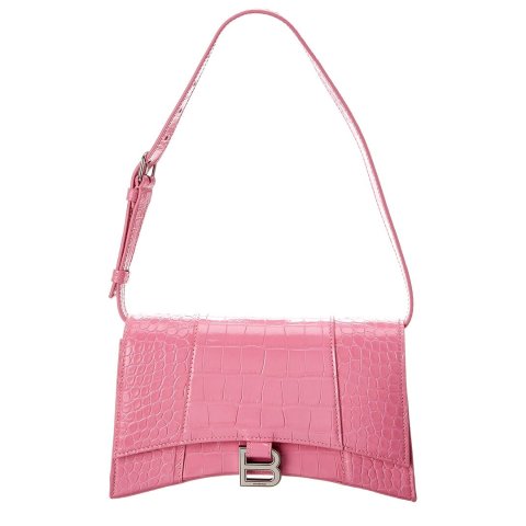 BalenciagaHourglass Sling Croc-Embossed Leather Shoulder Bag