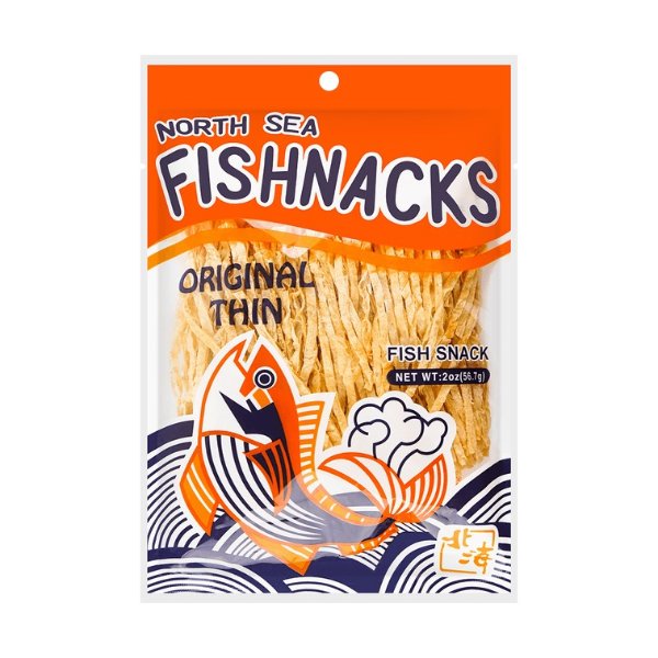 NORTH SEA Fishnacks - Dried Mixed Fish Jerky Strips, 0.2oz