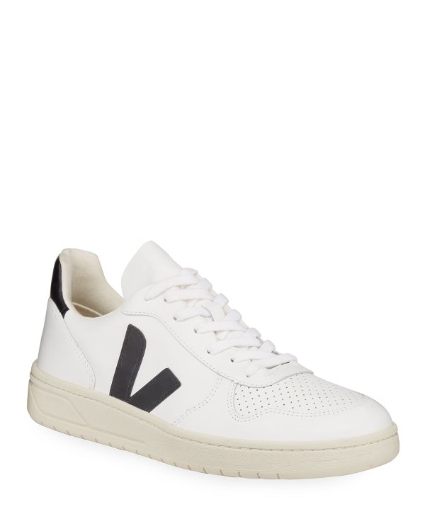 V 10 Low-Top Leather Tennis Sneakers