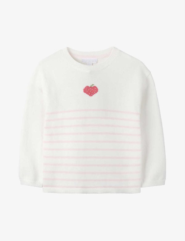 Strawberry-intarsia striped cotton-knit jumper 2-6 years