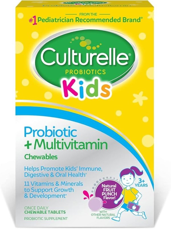 Kids Probiotic plus Complete Multivitamin Chewable | Digestive and Immune Support*| Excellent Source of the Antioxidant Vitamins A, C, and E | Contains LGG, The proven probiotic| 30 Count