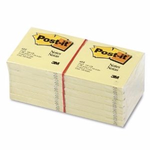 Post-it Notes, 3 inches by 3 inches, Canary Yellow, 100-Sheet Pads in 12-Count Packages (Pack of 2)