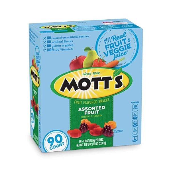 Mott's 天然水果软糖综合家庭装 0.8oz 90包