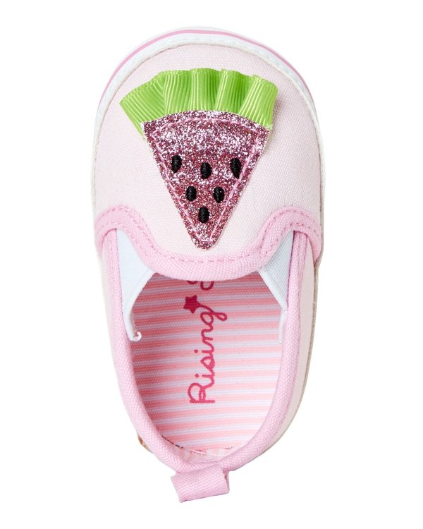 (Newborn/Infant Girls) Pink Watermelon Slip-On Shoes