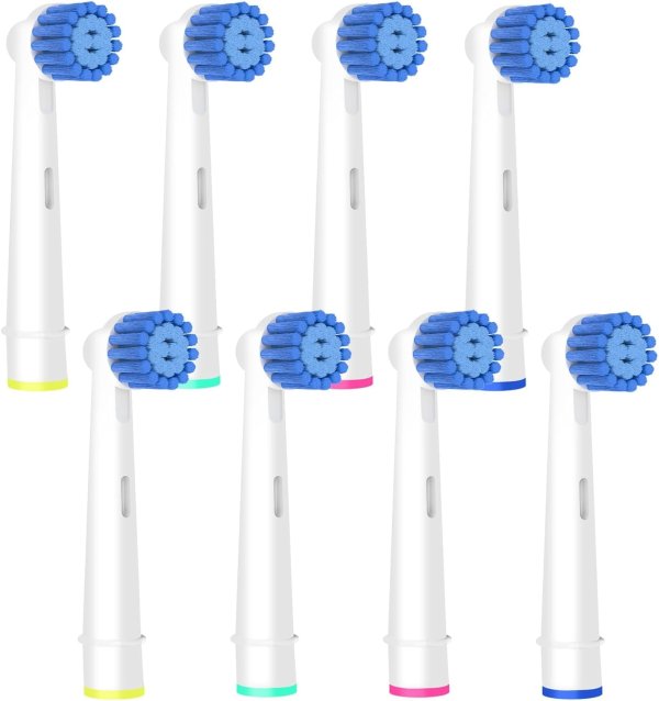8 Pack Sensitive Gum Care Replacement Brush Heads Compatible with Oral b Braun Electric Toothbrush