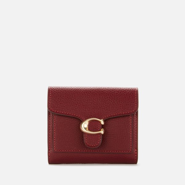 Women's Polished Pebble Tabby Small Wallet - Deep Red