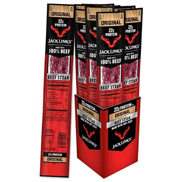 Jack Link’s Premium Cuts Beef Steak, Original, 2 oz., 12 Count – Great Protein Snack with 23g of Protein and 120 Calories per Serving, Made with 100% Premium Beef