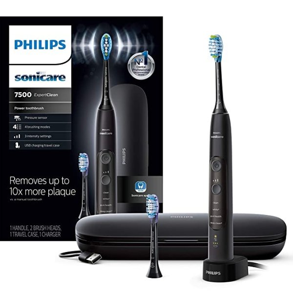 Sonicare HX9690/05 ExpertClean 7500 Bluetooth Rechargeable Electric Toothbrush, Black