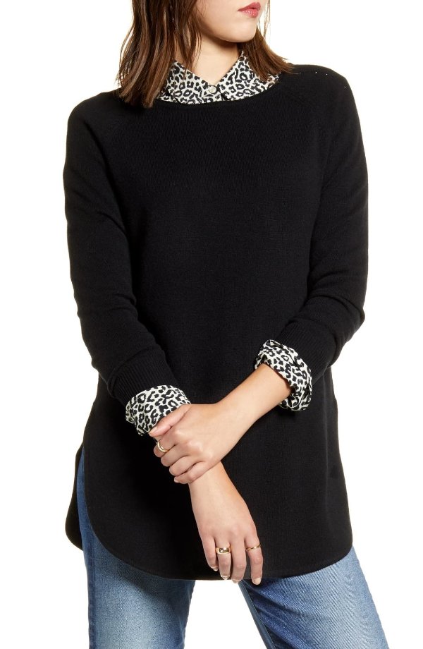 Boatneck Wool & Cashmere Tunic Top