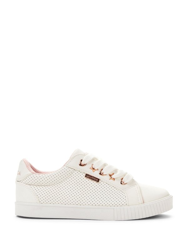 (Kids Girls) White Steam Perforated Low-Top Sneakers