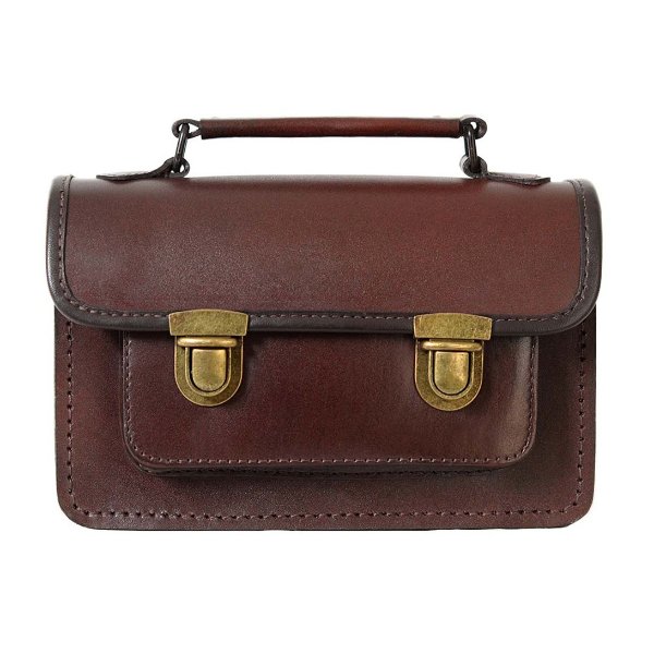 Small Brown Leather Satchel Style Handbag by Beara Beara