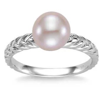 Freshwater Cultured 8-8.5mm Pink Pearl 14kt White Gold Ring