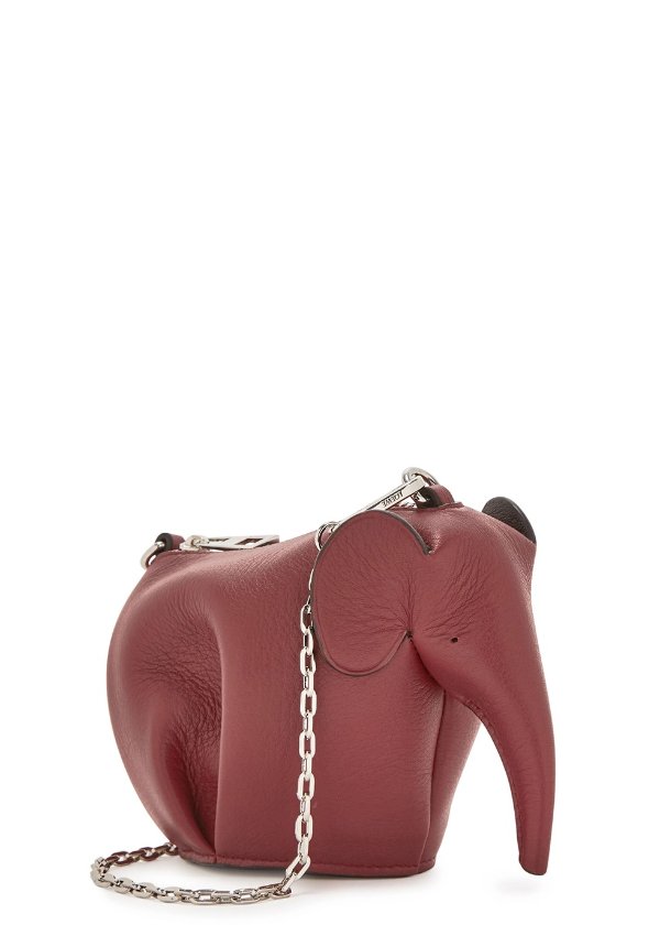 Elephant dark red leather pouch