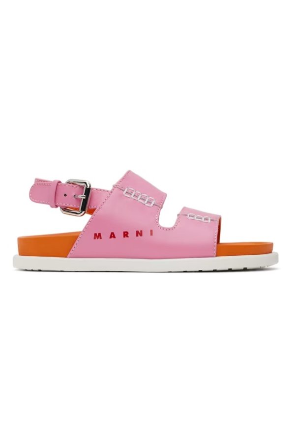 粉色印花儿童凉鞋