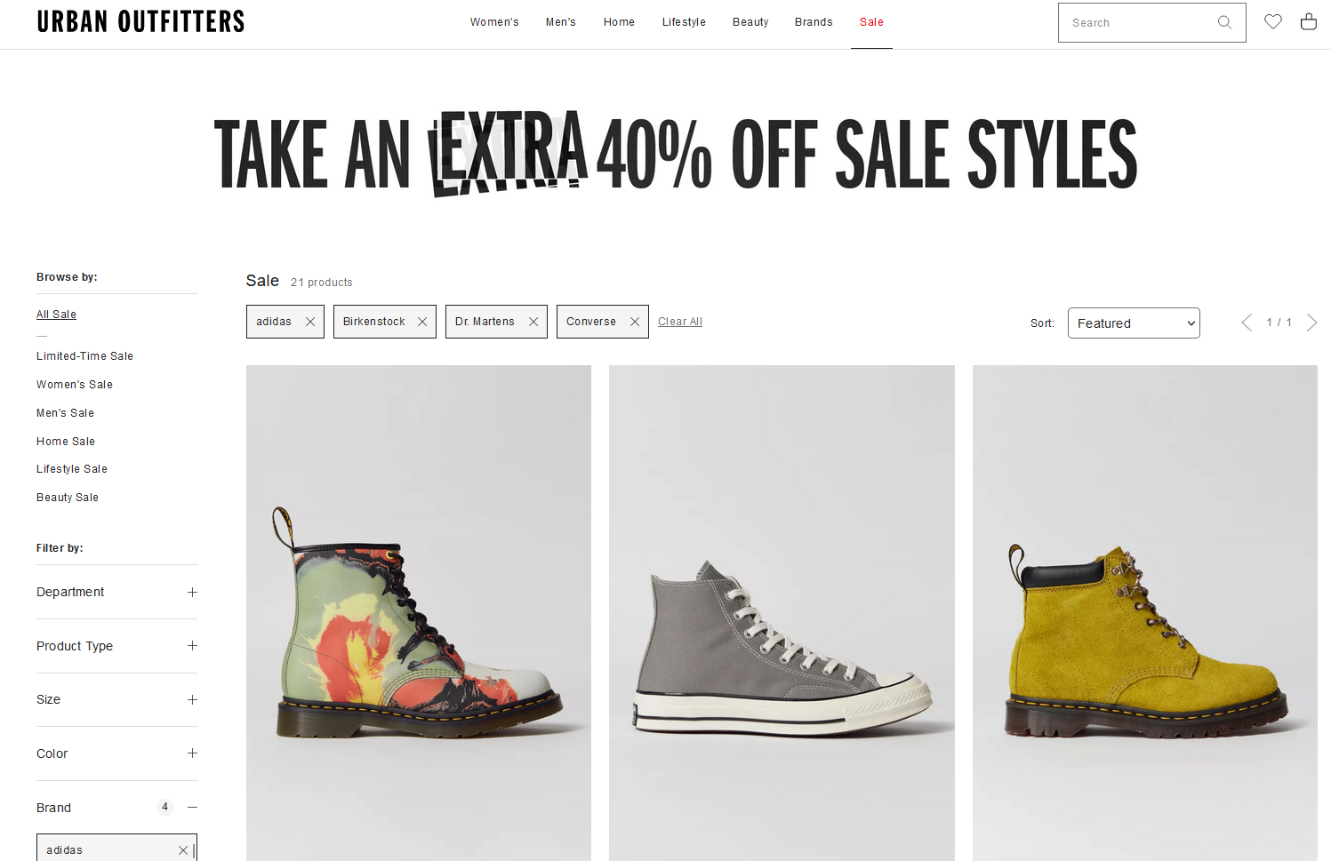 Extra 40% off TOP BRAND sale STYLES at Urban Outfitters