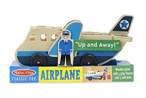 Wooden Airplane Play Set With 4 Play Figures and 4 Suitcases