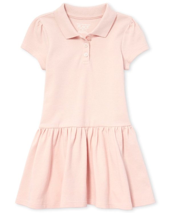 Toddler Girls Uniform Short Sleeve Pique Polo Dress