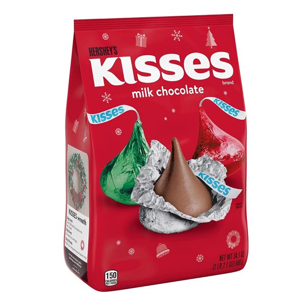 HERSHEY'S KISSES Milk Chocolate Candy, Holiday, 34.1 oz bag