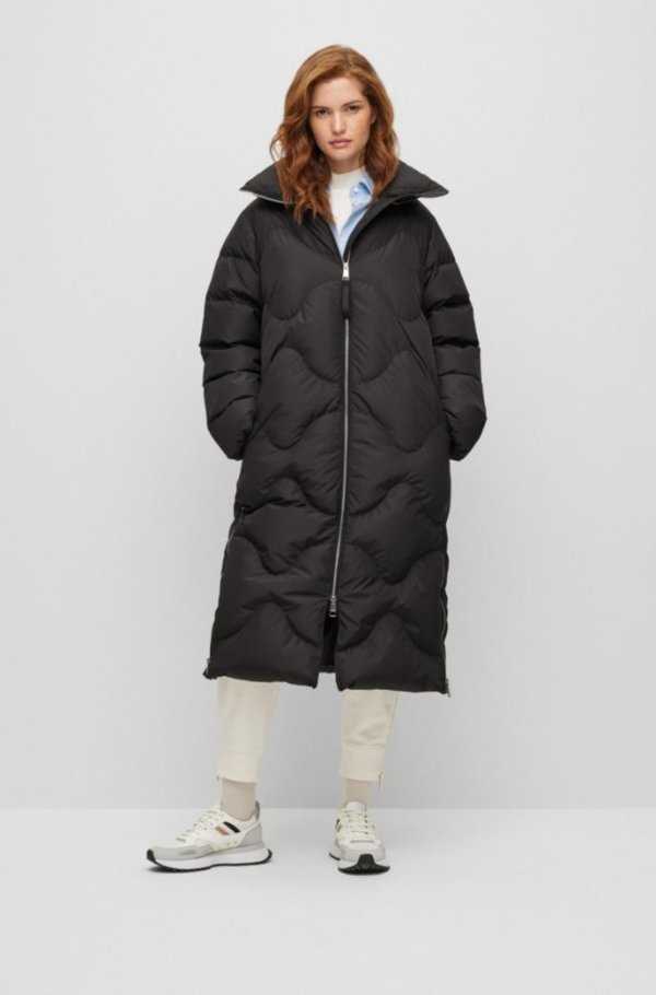 Oversized-fit down jacket with fleece lining Extra-slim-fit long-sleeved top with mock neckline by BOSS