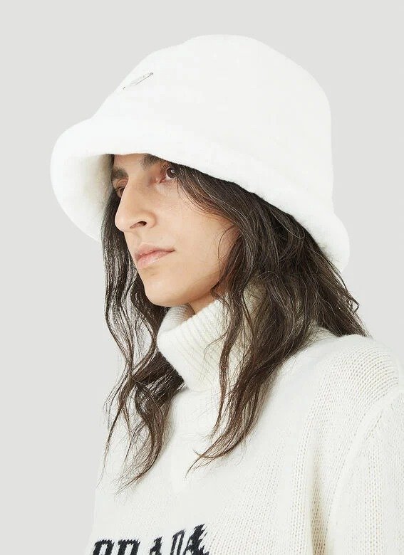 Shearling Bucket Hat in White