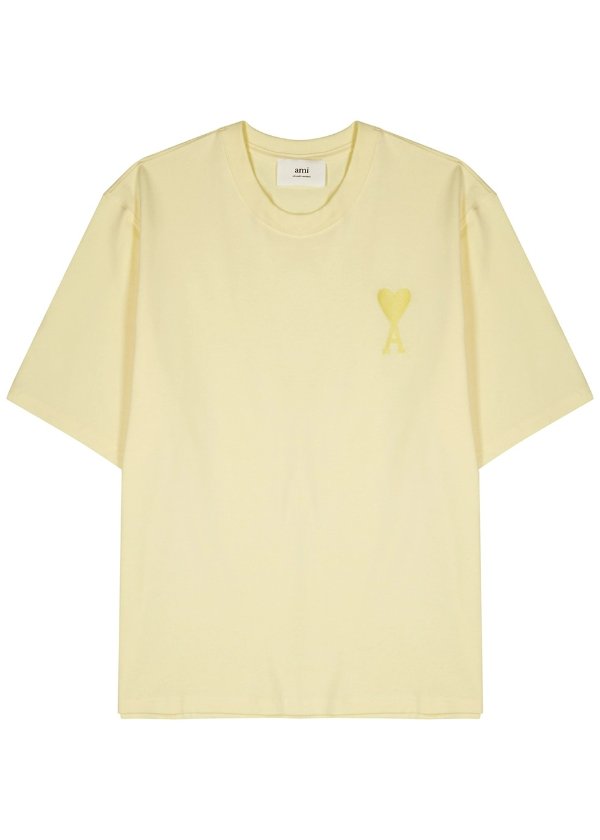 Yellow logo-embroidered cotton T-shirt