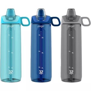 Pogo 32-oz Tritan Water Bottles, Assorted Colors (3 Pack)