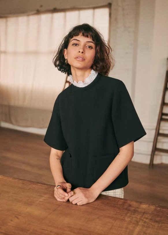 Olga blouse - Black - Organic Cotton - Sezane