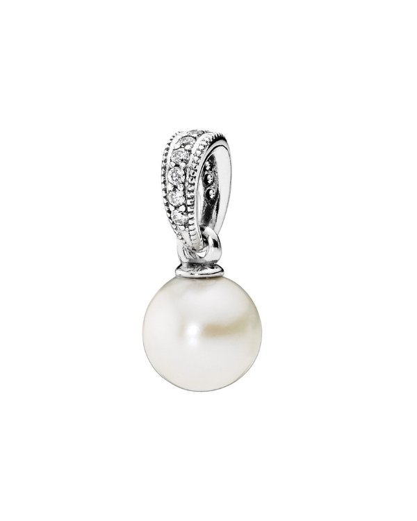 Silver Pearl & CZ Elegant Beauty Pendant