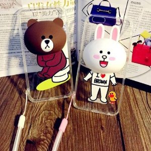 3D Cute Bear Brown Bunny Cony Stand Case Cover For iPhone 5/5s 6 6s 6Plus 6sPlus
