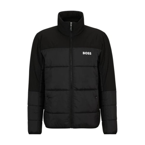 regular-fit water-repellent padded jacket in mixed materials