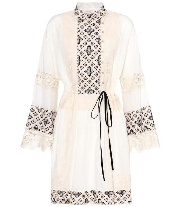 Carlotta lace-trimmed cotton dress