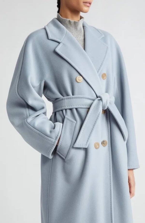 Madame Double Breasted Wool & Cashmere Belted Coat