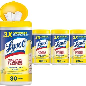 Lysol Disinfecting Wipes, Lemon & Lime Blossom, Packaging May Vary, 80 Count (Pack of 4)
