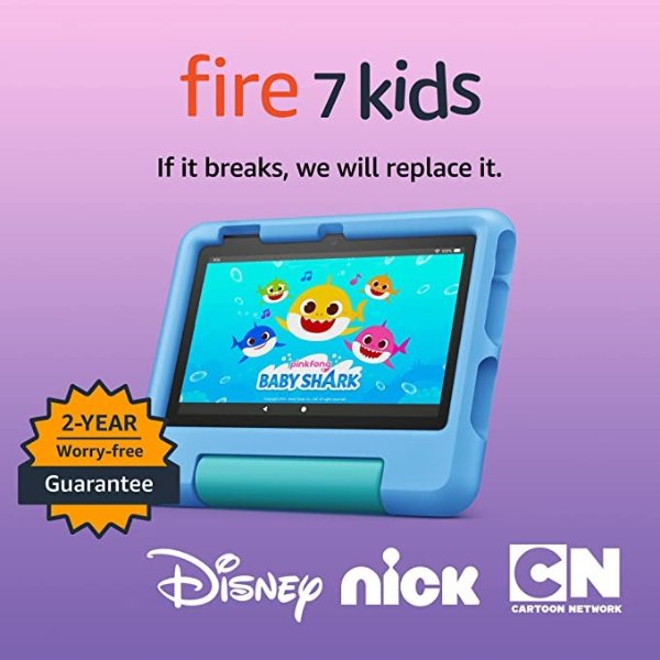 Fire 7 儿童平板电脑 16GB + 2 个屏幕保护壳