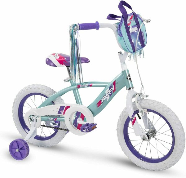 Glimmer 14" Girl's Bike with Training Wheels, Quick Connect Assembly, Blue